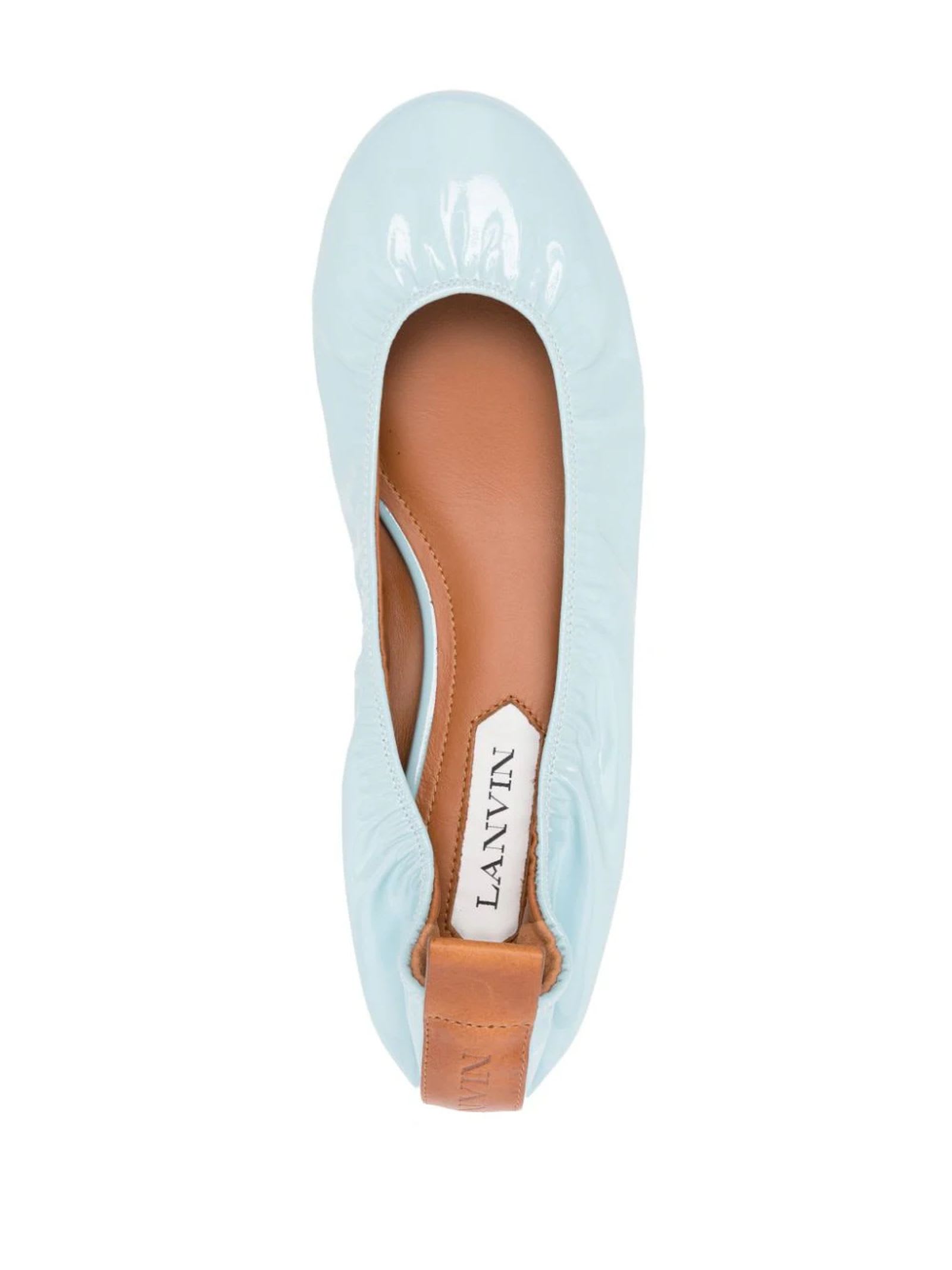 Shop Lanvin Sky Blue Patent Leather Ballerina Shoes
