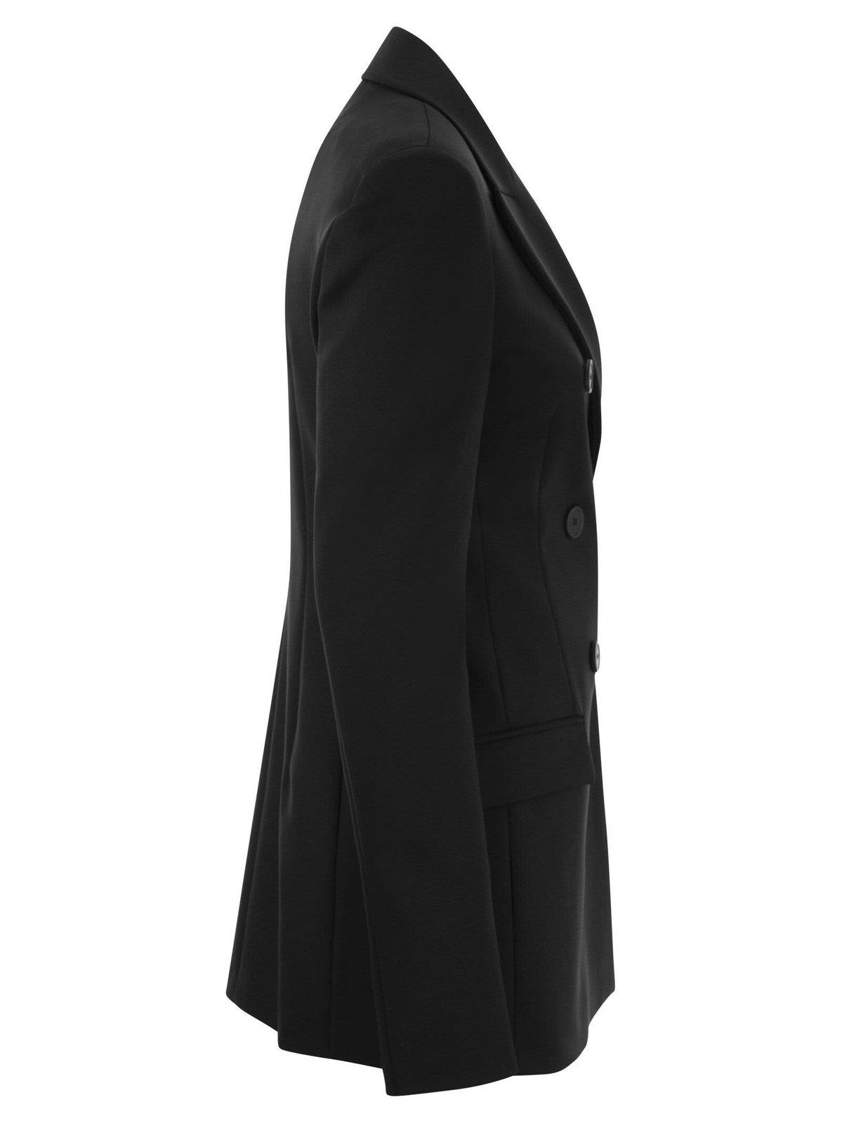 Shop Sportmax Double-breasted Long-sleeved Blazer  In Black