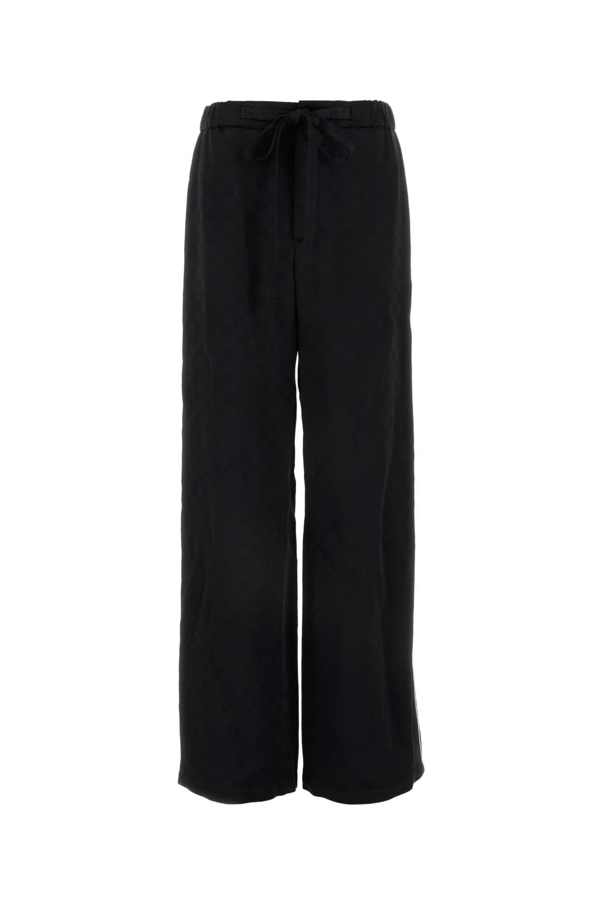 Shop Gucci Embroidered Satin Pant In Blackmix