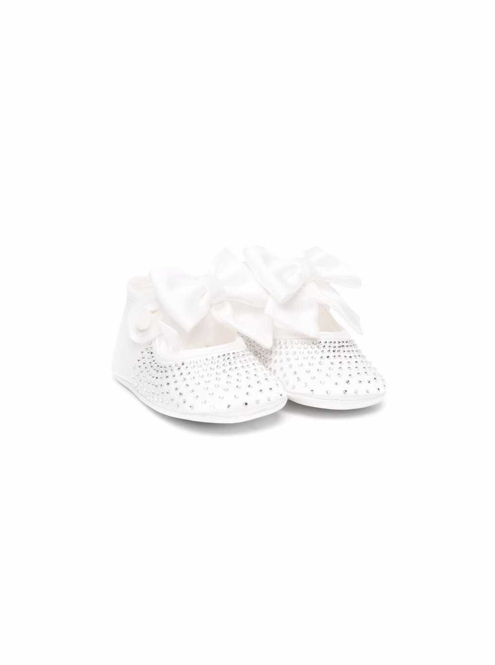 Monnalisa Glitter Crib Shoes With Bow