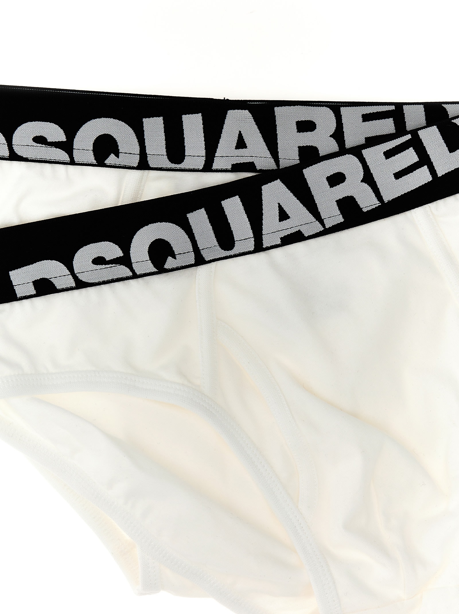 Shop Dsquared2 2-pack Elastic Logo Briefs In White/black
