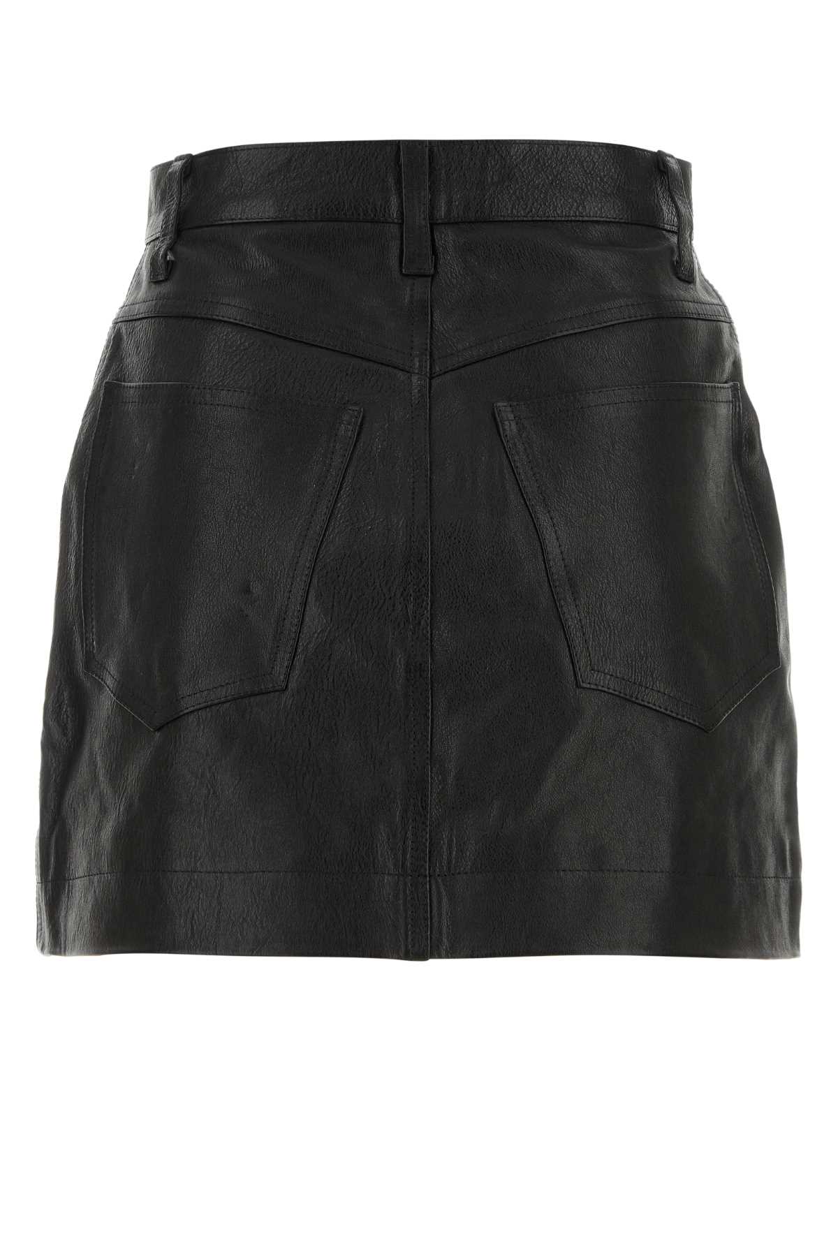 Shop Re/done Black Leather Mini Skirt In Blackleather