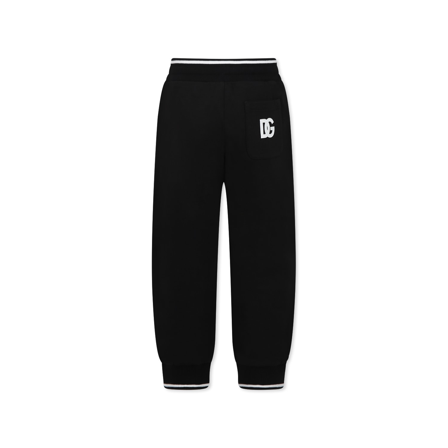 Dolce & Gabbana Black Trousers For Kids With Logo In Black