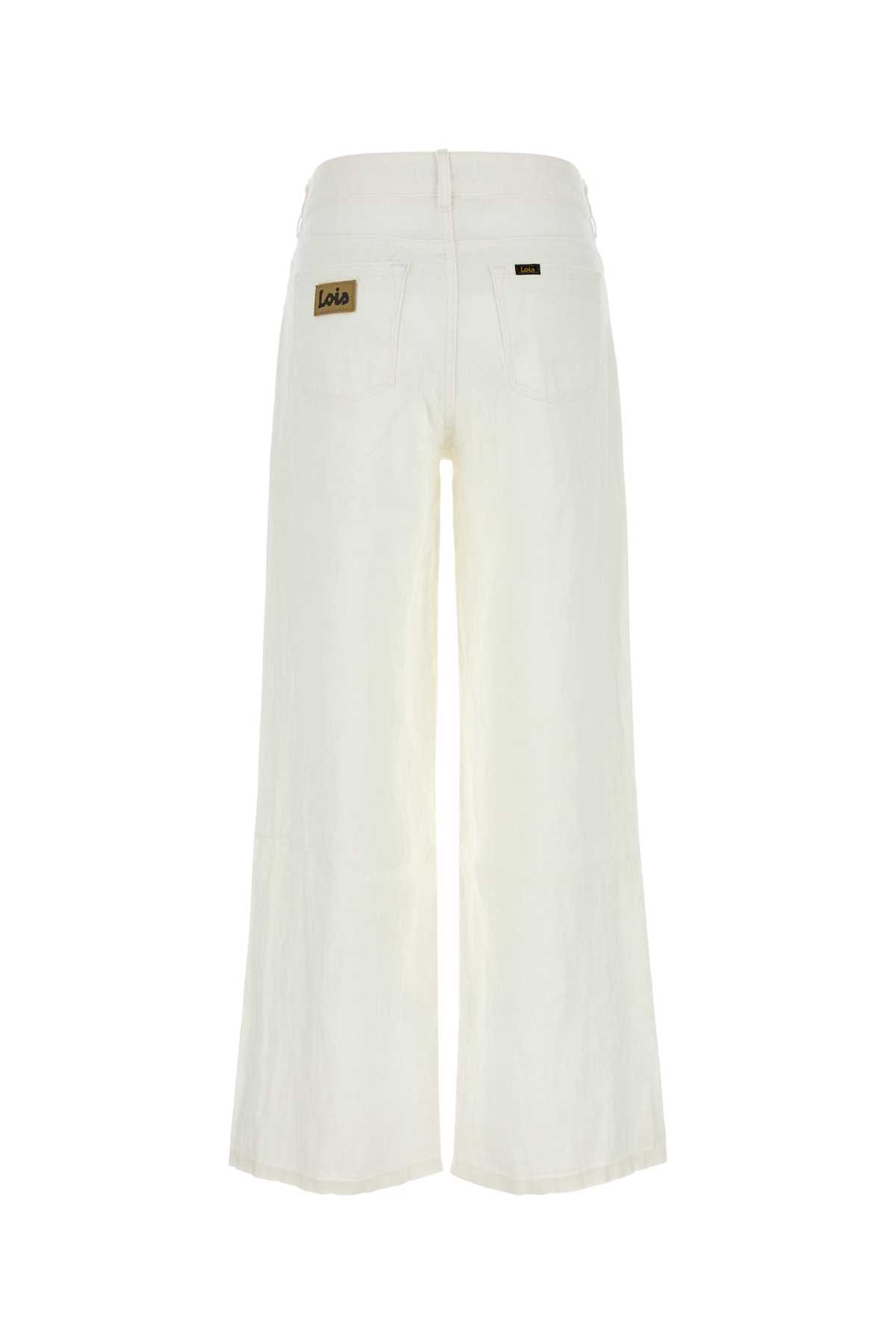 LOIS WHITE LINEN CULOTTE WIDE-LEG PANT