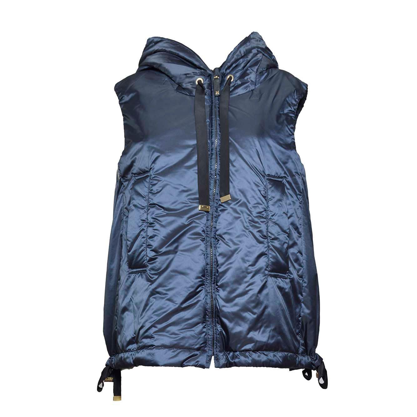 Shop Max Mara The Cube Zip-up Drawstring Gilet In Navy