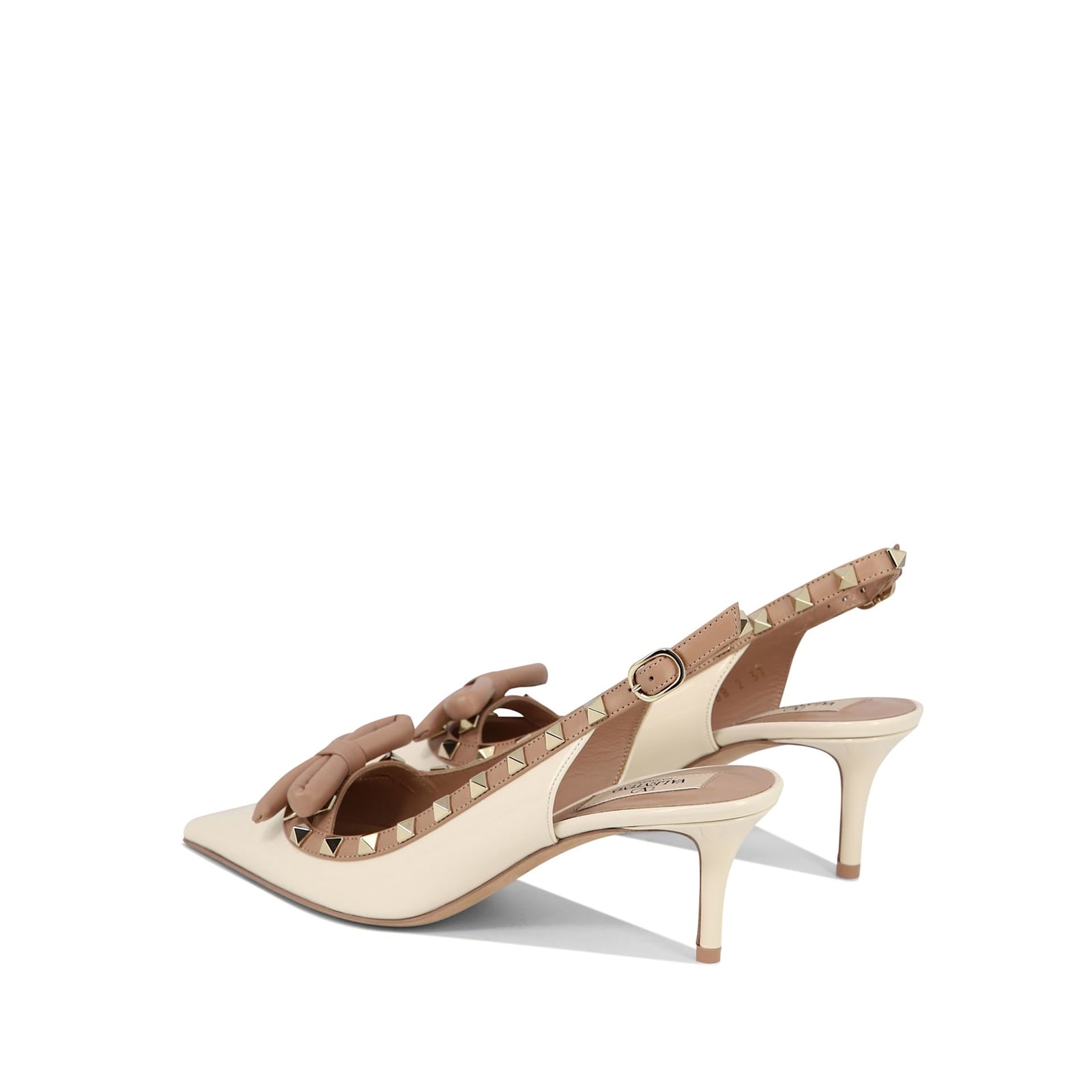 Shop Valentino Garavani Rockstud Bow 60 Slingback Pumps In White