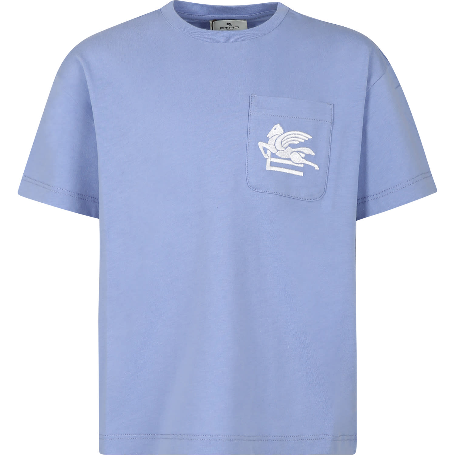 Shop Etro Light Blue T-shirt For Boy With Pegasus
