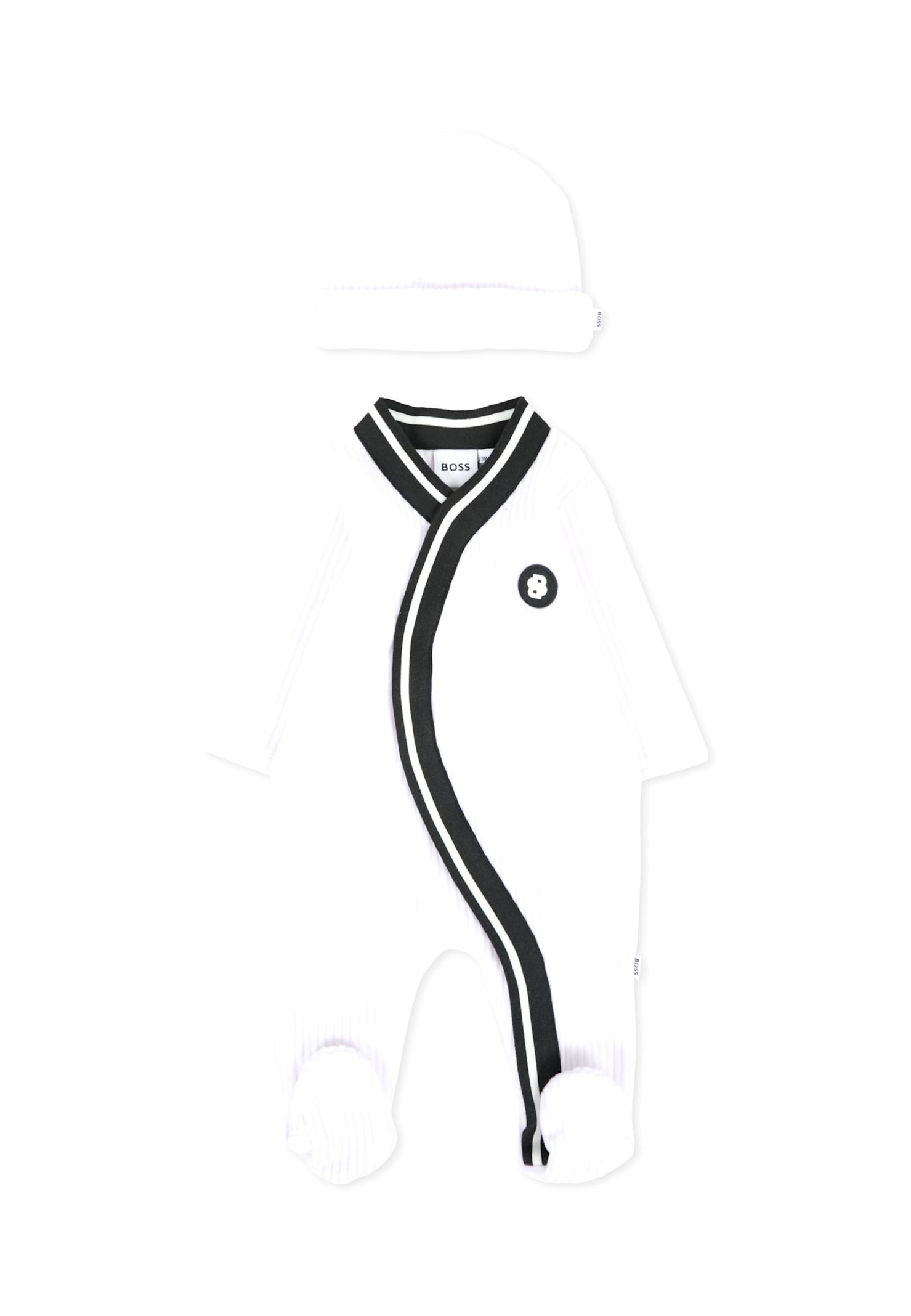 Hugo Boss White Babygrow For Baby Boy With Logo In White