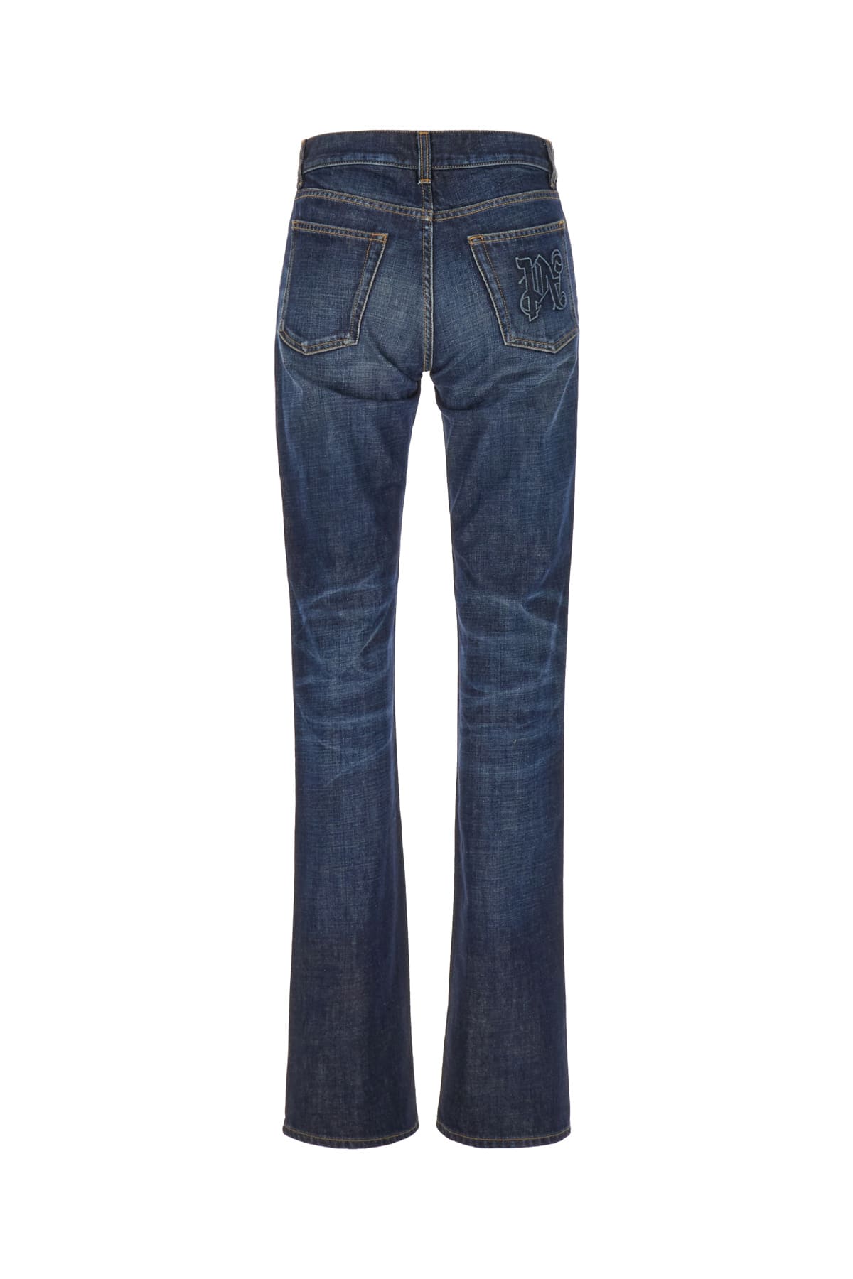 Shop Palm Angels Dark Blue Denim Jeans