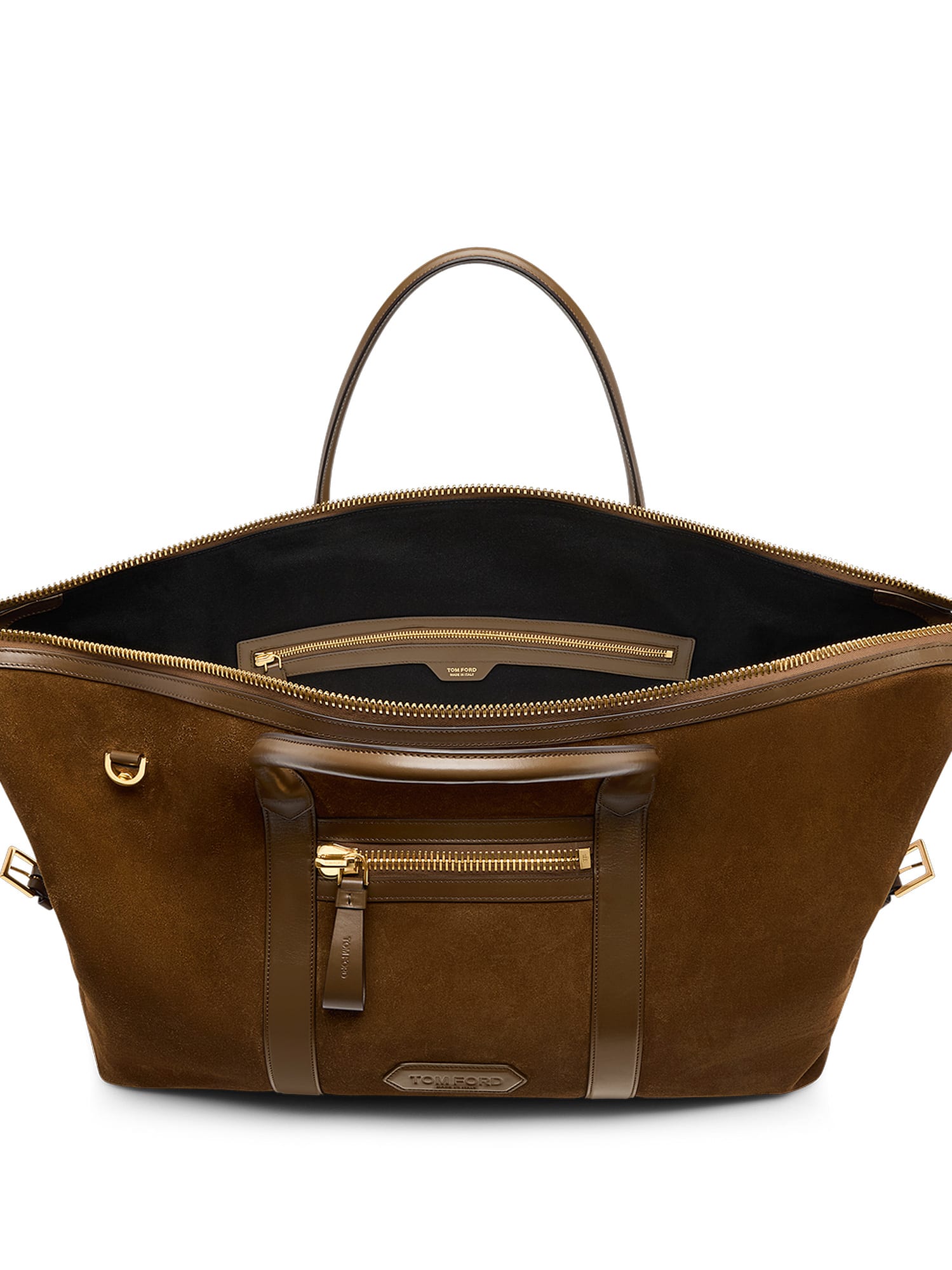 Tom Ford Suede Travel Bag With Leather Inserts In Brown