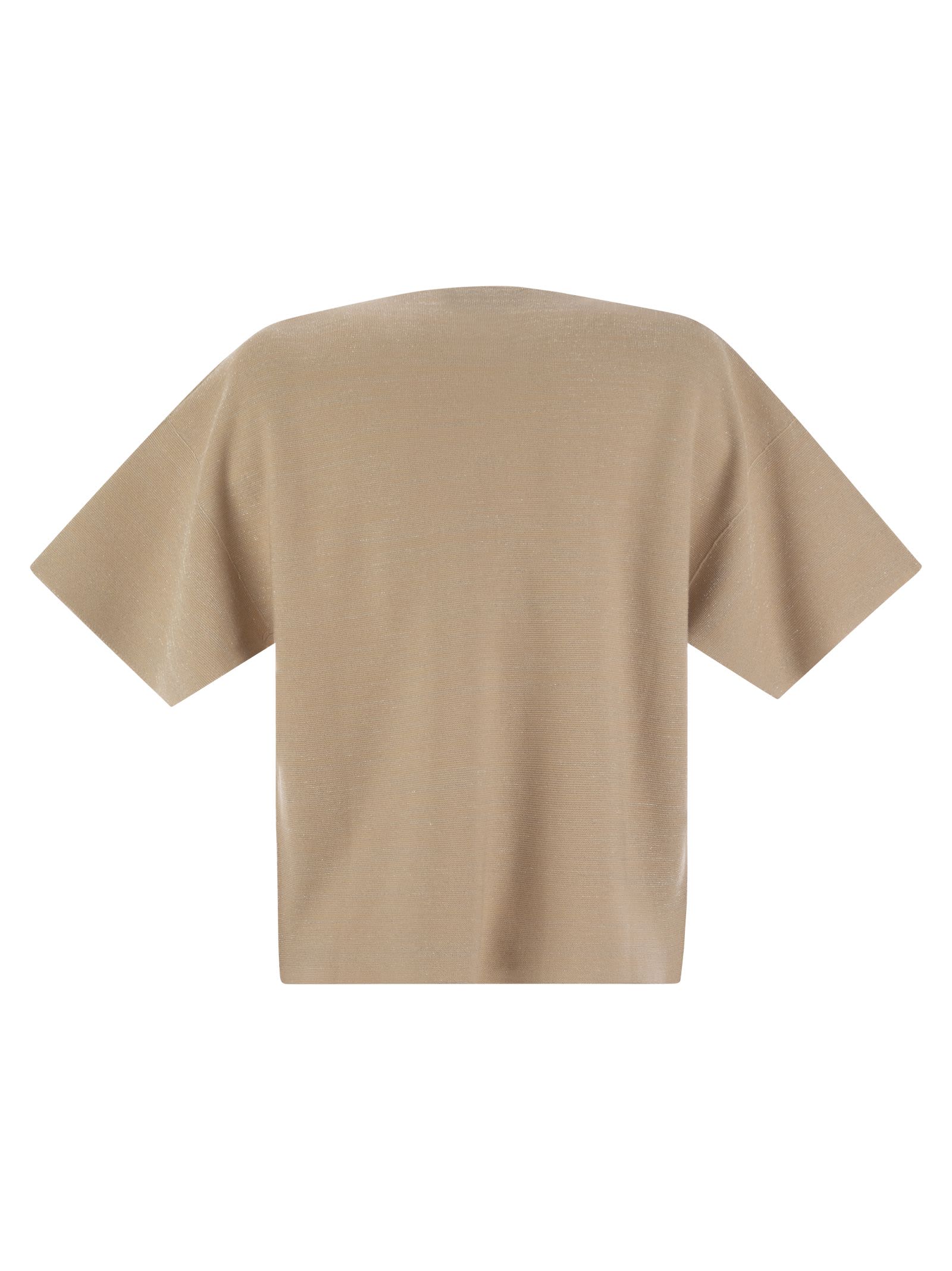 Fabiana Filippi Cotton And Lurex Boat-neck Sweater In Beige