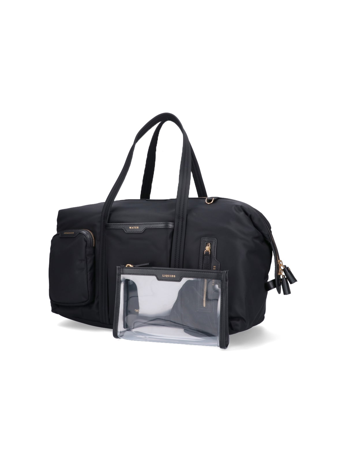 Anya Hindmarch Sleek Black Tote Bag With Gold Accents In Blue