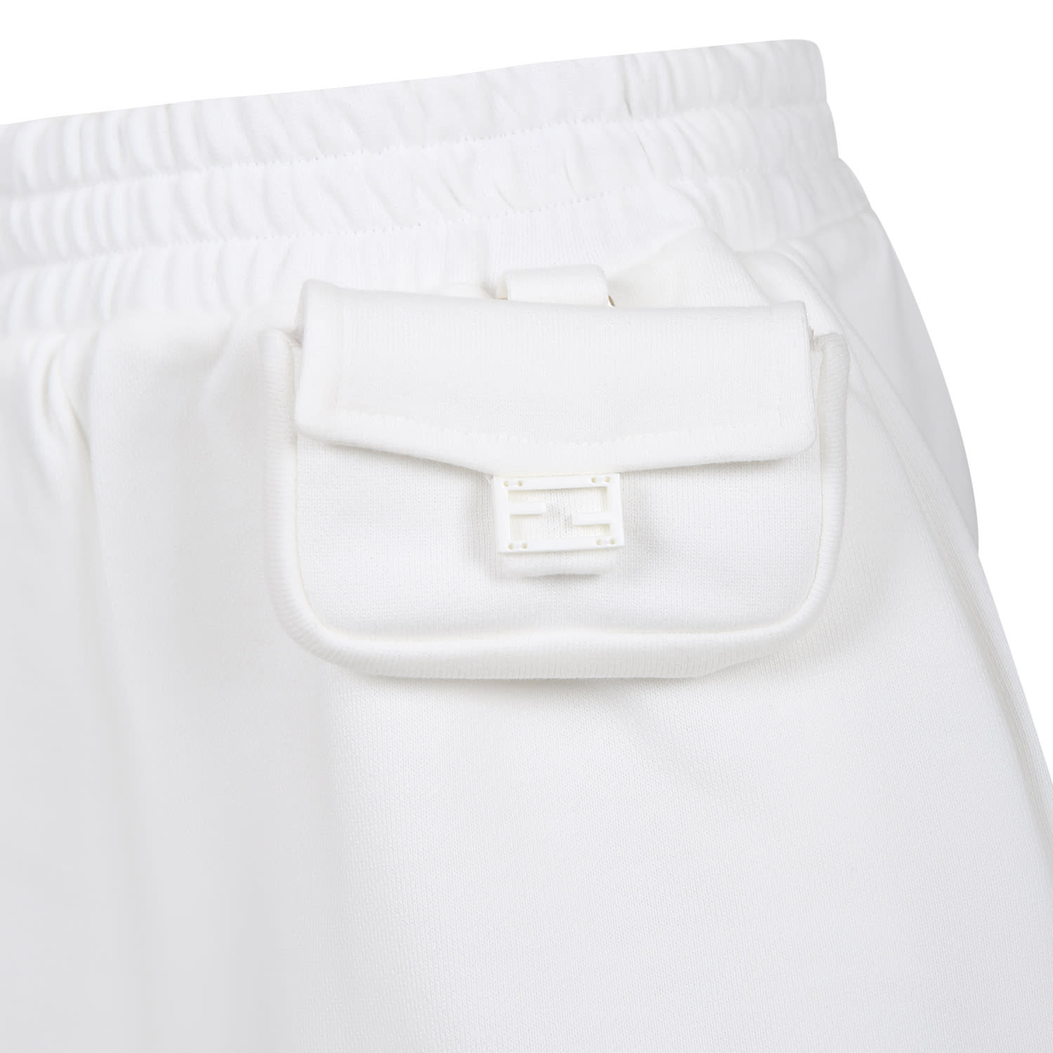 Shop Fendi White Shorts For Girl With Micro Baguette