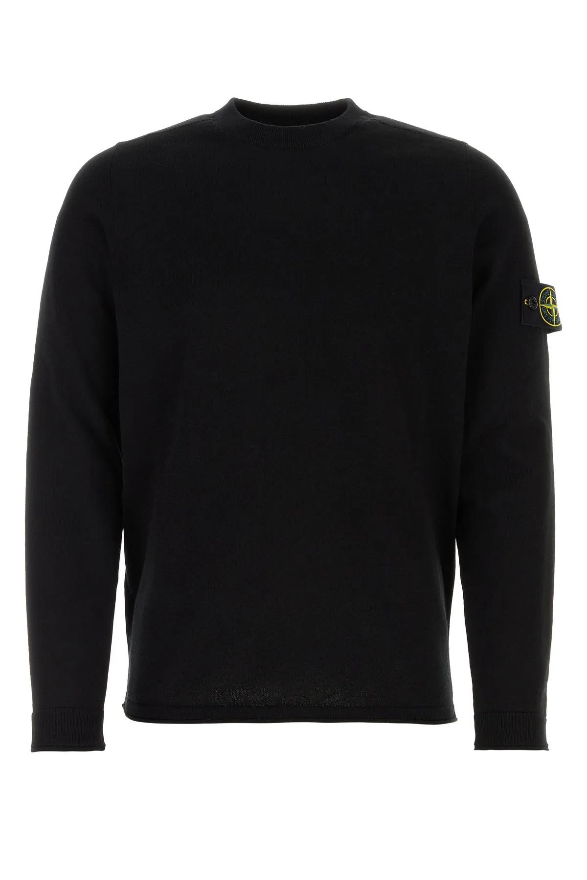 Shop Stone Island Black Cotton Sweater
