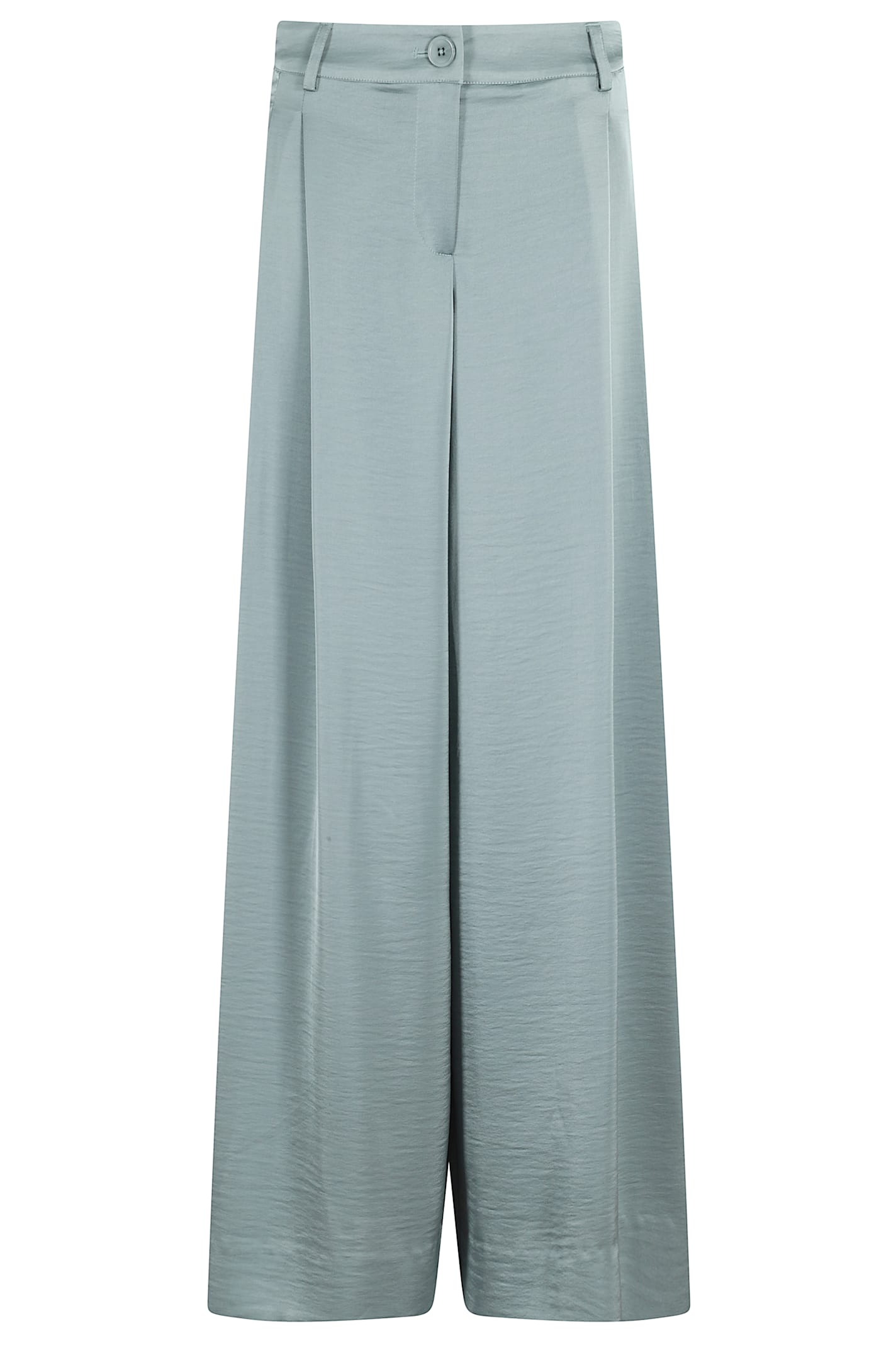 Essentiel Antwerp High-waisted Teal Wide Leg Pants With Satin Finish In Blue