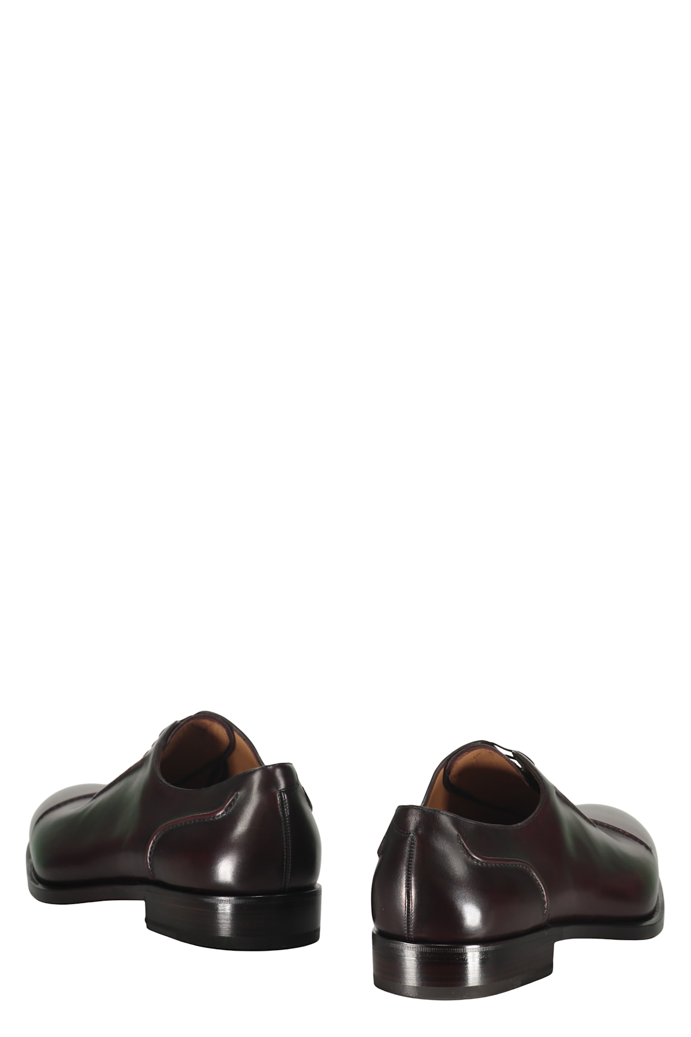 Ferragamo Leather Oxford Shoes In Brown