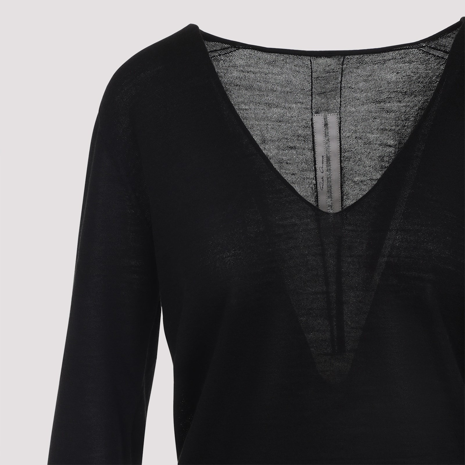 Rick Owens Deep V-neck Virgin Wool Sweater With Long Sleeves In Black