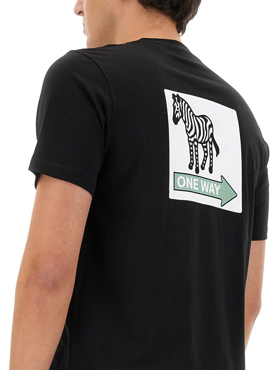 Shop Ps By Paul Smith One Way Zebra T-shirt In Black