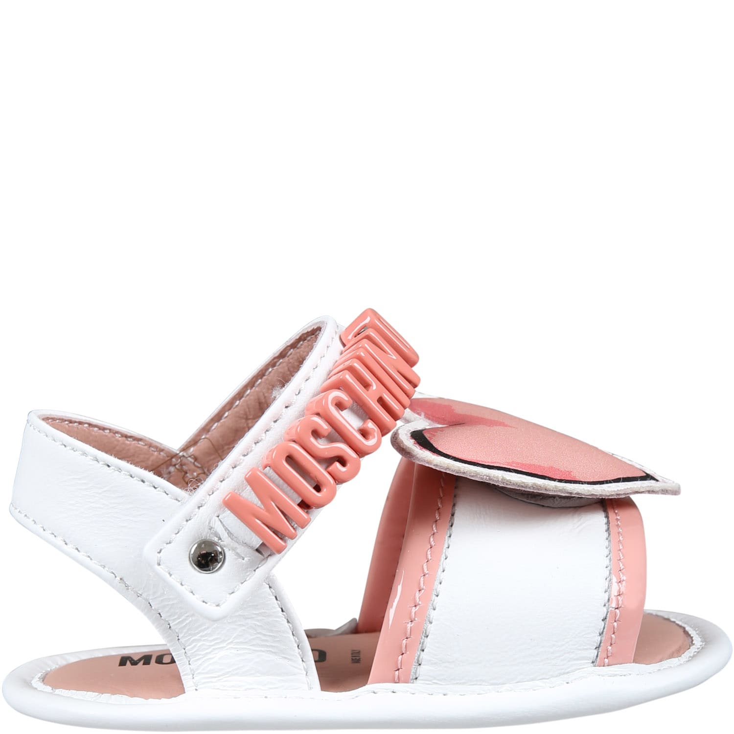 Shop Moschino White Sandals For Baby Girl With Heart