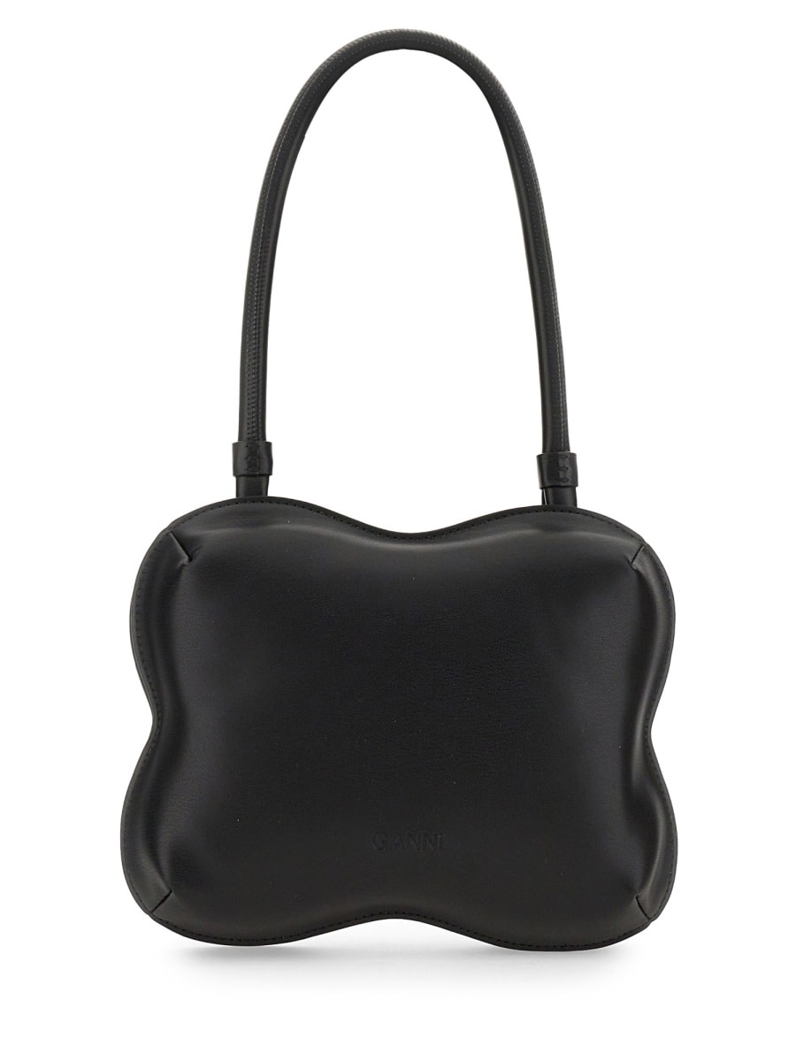 Shop Ganni Hand Bag Butterfly In Black