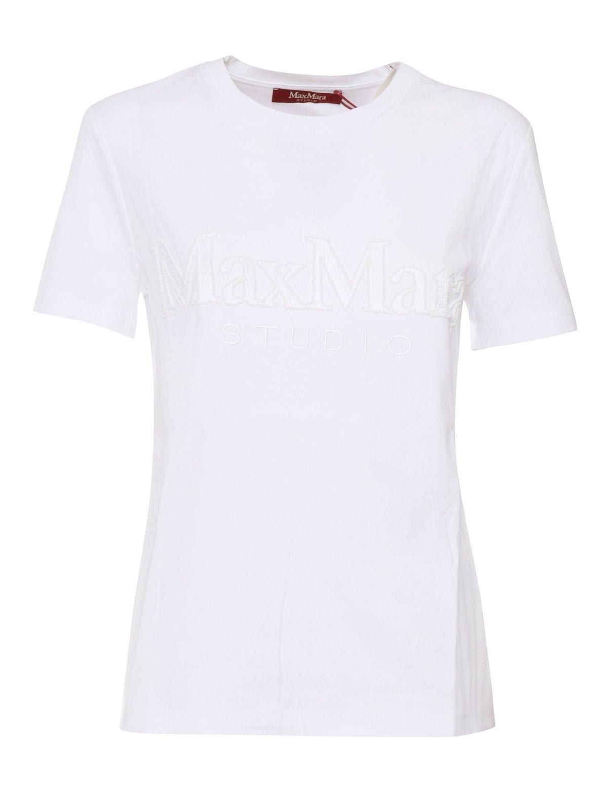Max Mara Crewneck Short-sleeved T-shirt In White