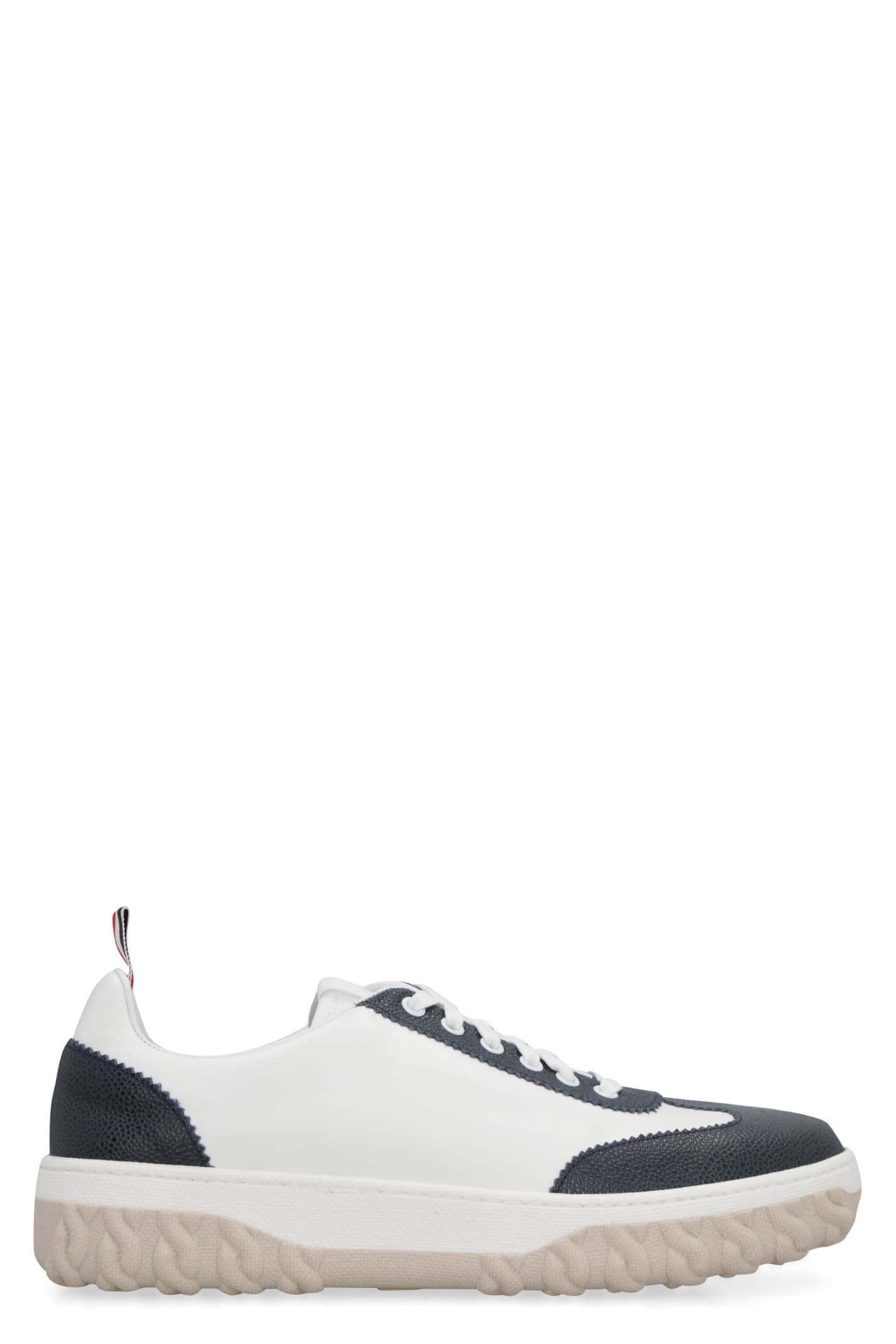 THOM BROWNE COURT LEATHER LOW-TOP SNEAKERS
