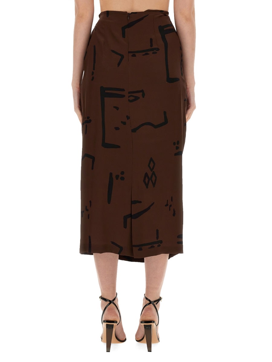 Shop Alysi Native Print Skirt In Brown