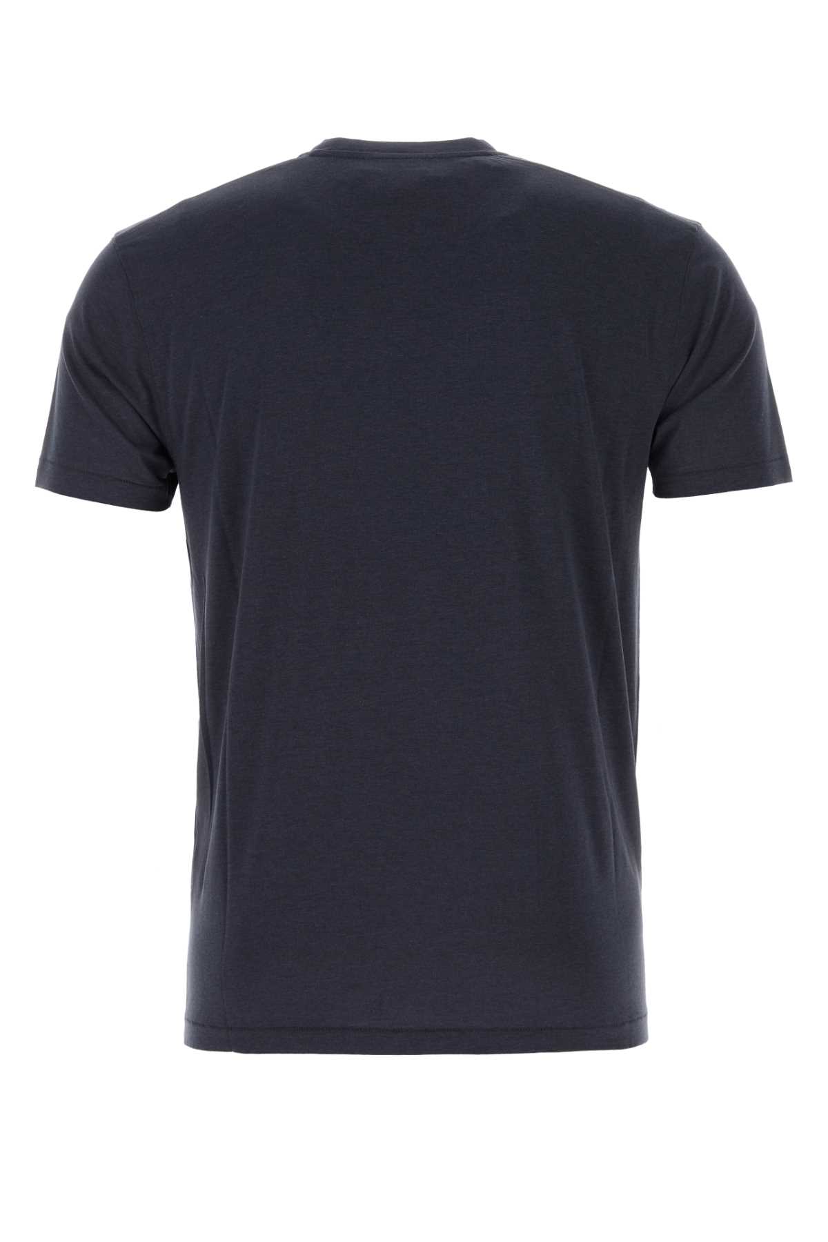 Shop Tom Ford Navy Blue Lyocell Blend T-shirt In Darkblue