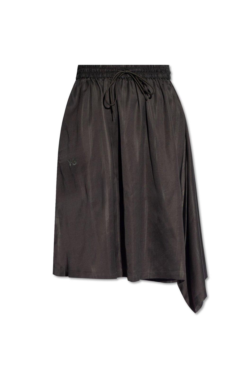Asymmetric-hem Drawstring Draped Skirt