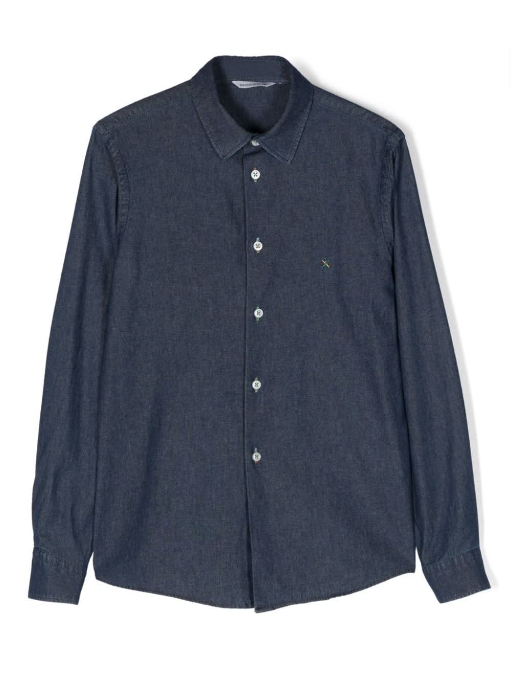 Manuel Ritz Kids' Shirt With Embroidery In Blue
