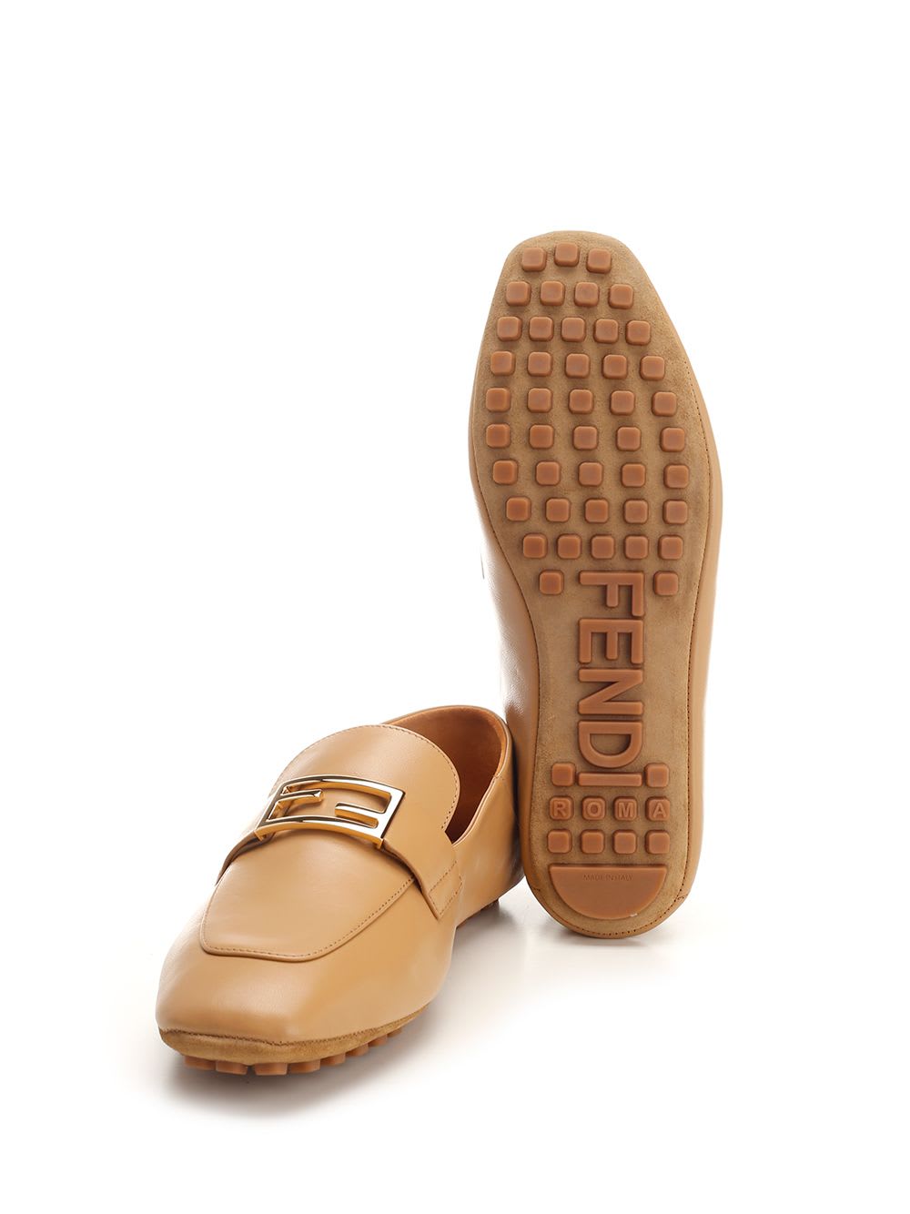 Shop Fendi Baguette Loafer In Beige