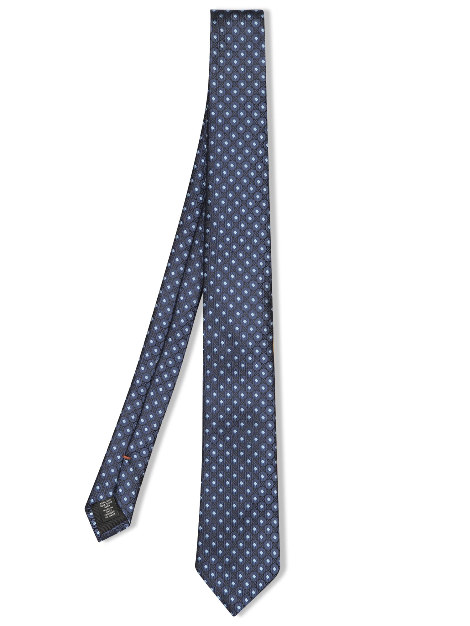 ZEGNA GEOMETRIC BLUE SILK TIE 