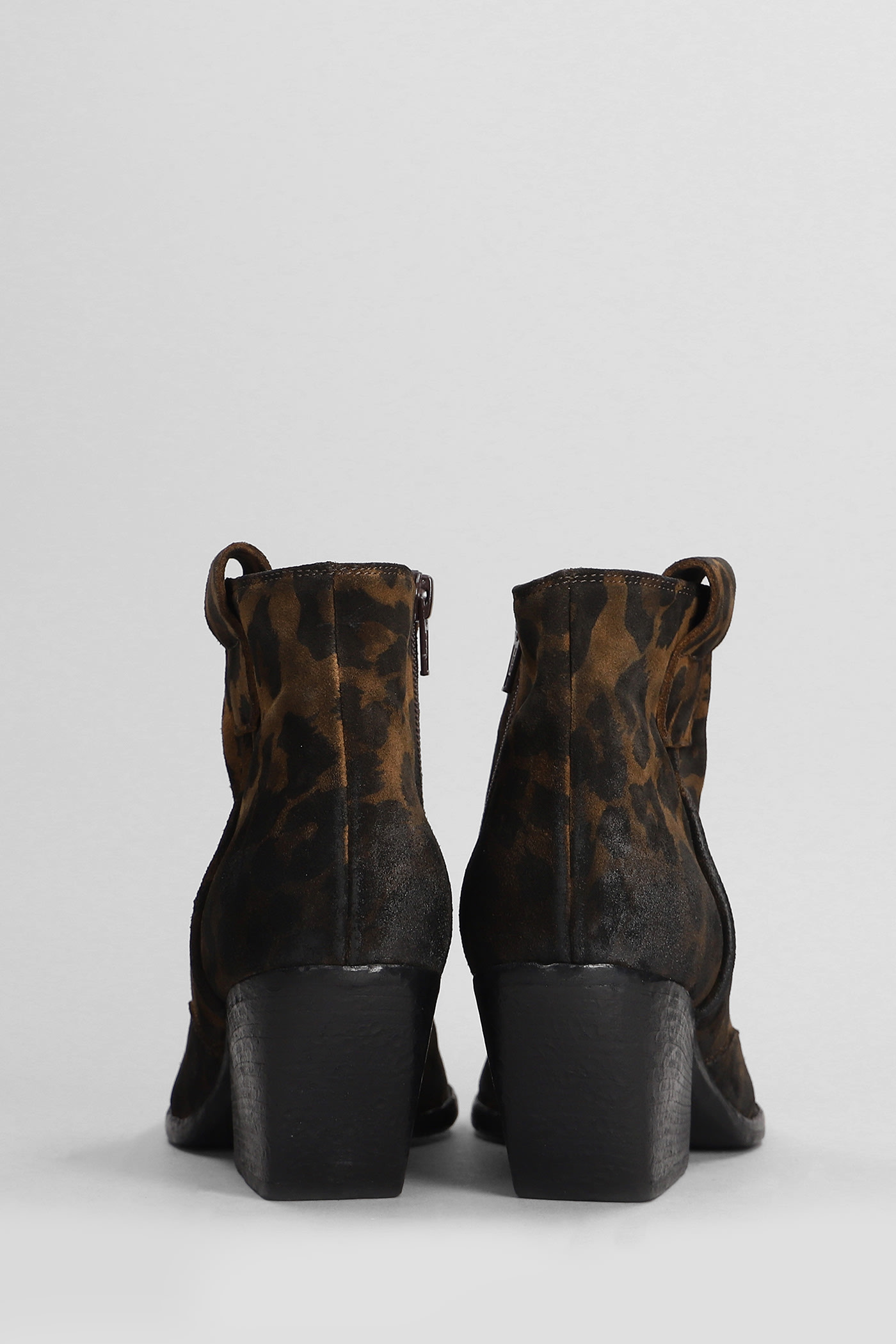 Shop Elena Iachi Texan Ankle Boots In Animalier Suede