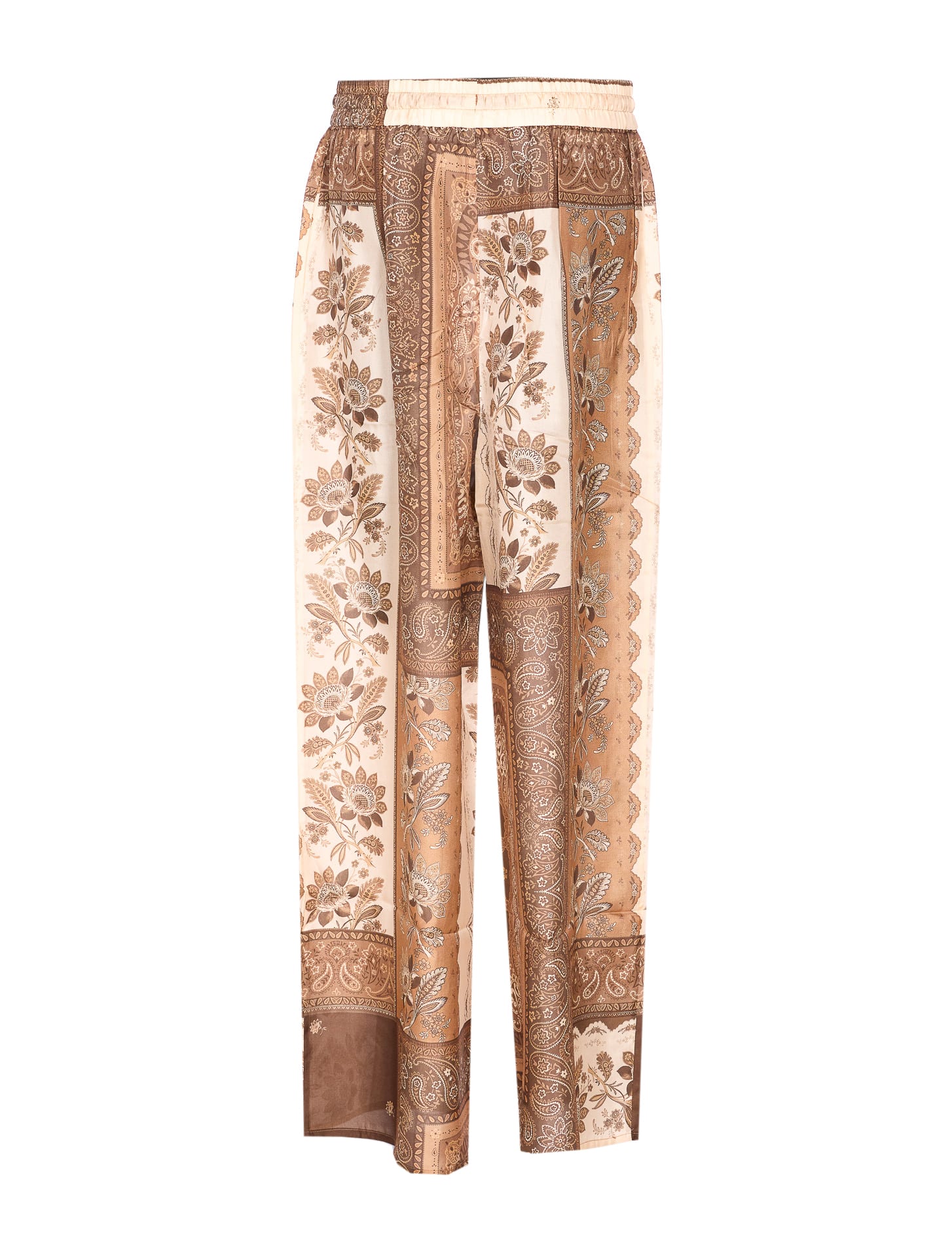 Zimmermann Lucky Printed Silk Trousers In Brown