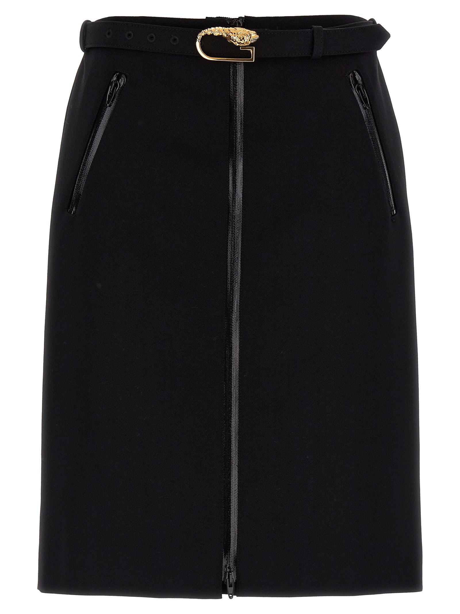 Shop Gucci Wool Skirt With Removable Belt In Black