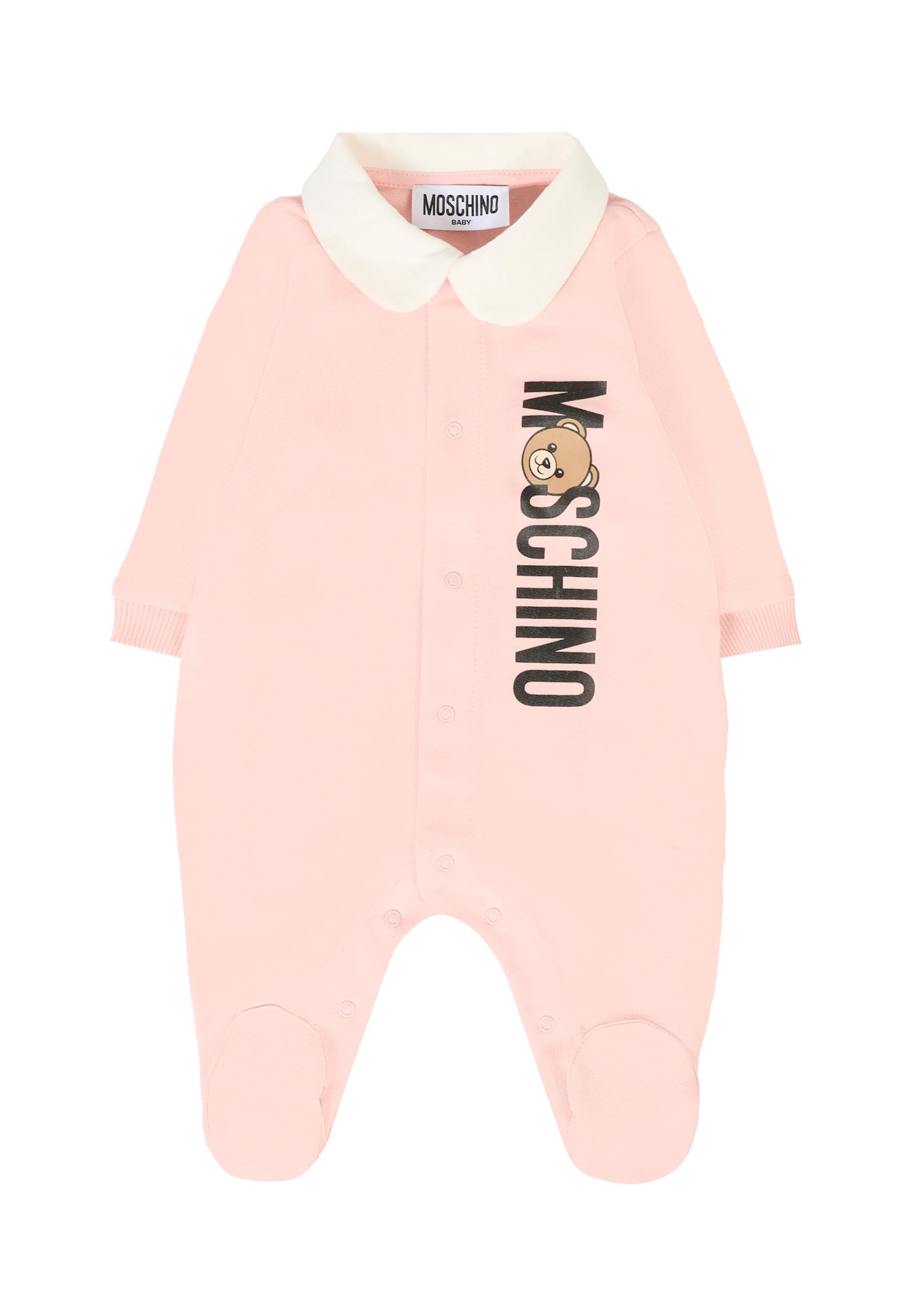 Moschino Pink Babygrow For Baby Girl With Teddy Bear In Pink