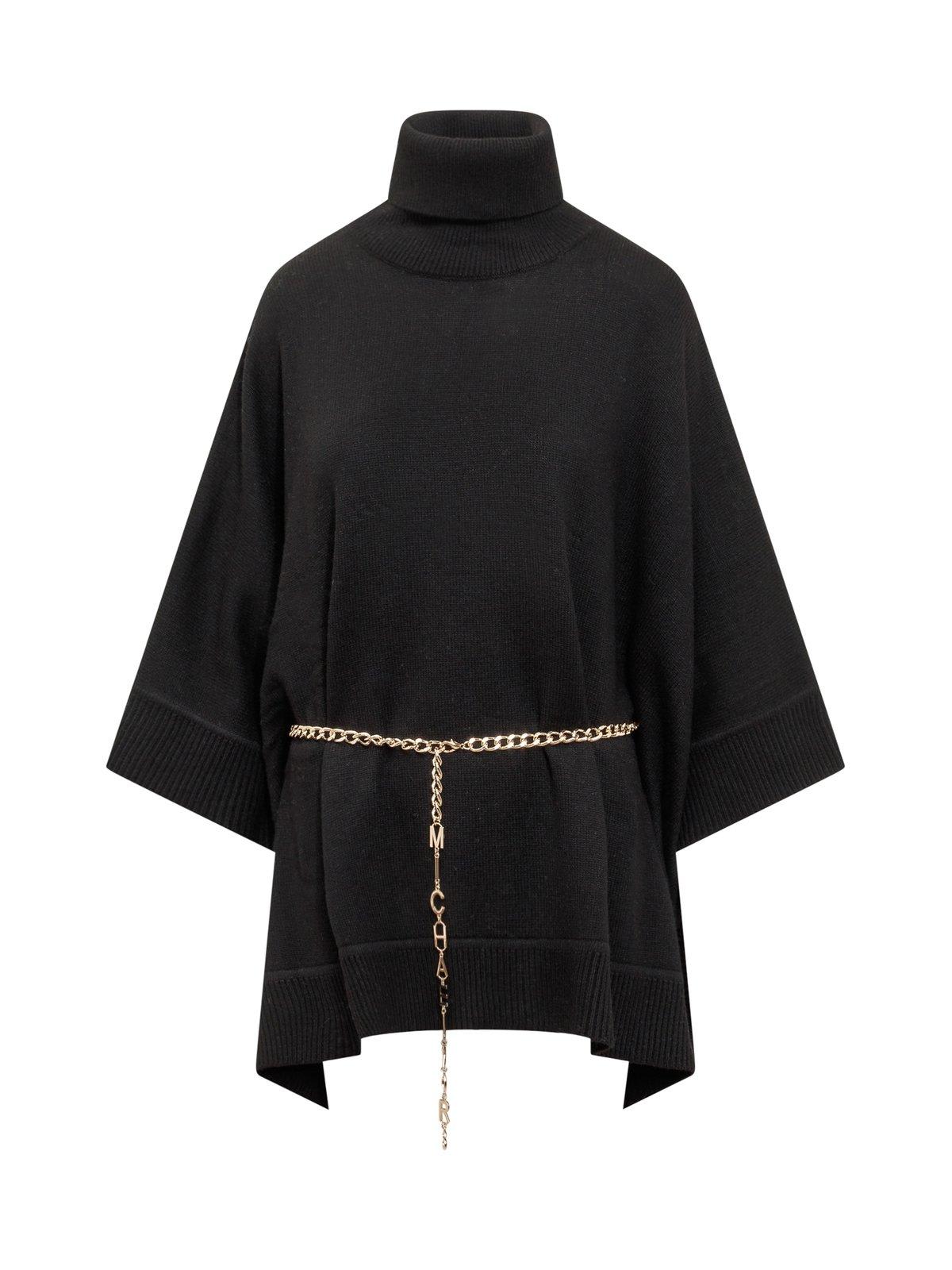 Shop Michael Michael Kors Turtleneck Knit Poncho In Black