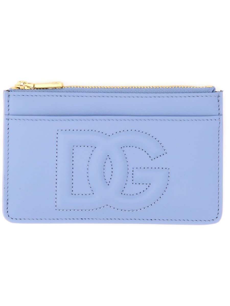 Shop Dolce & Gabbana Leather Card Holder In Azure