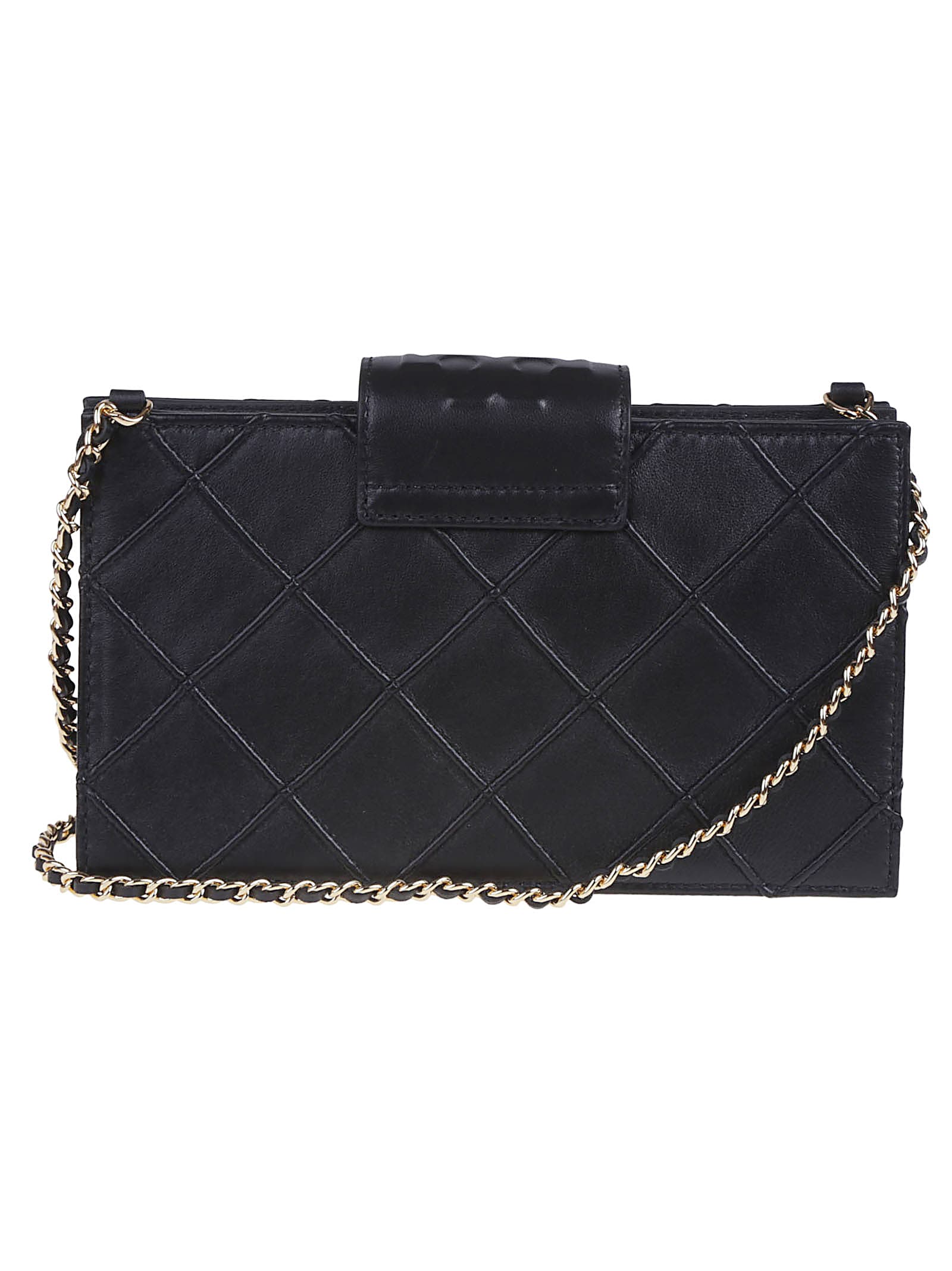 Tory Burch Mini Fleming Chain Wallet In Black