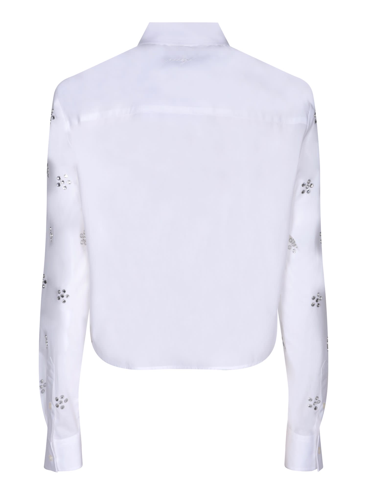 Shop Msgm Rhinestone Patch White Shirt