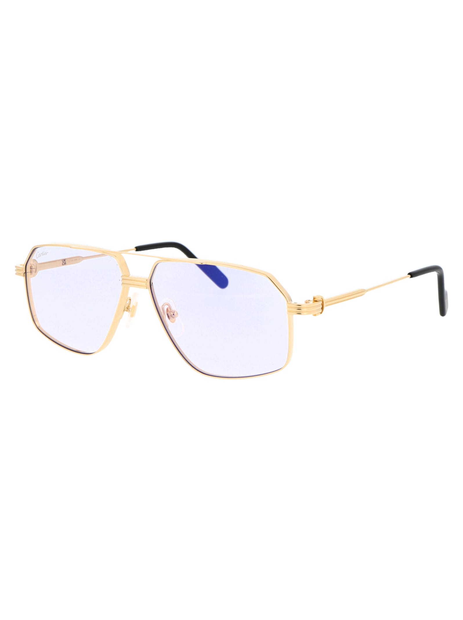Shop Cartier Ct0270s Sunglasses In 009 Gold Gold Light Blue