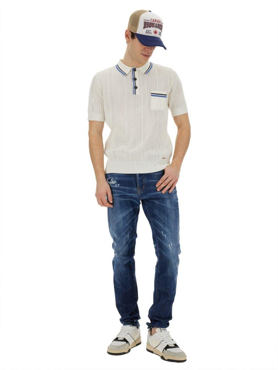 Shop Dsquared2 Short-sleeved Open-knitted Polo Shirt In White Variant (white)