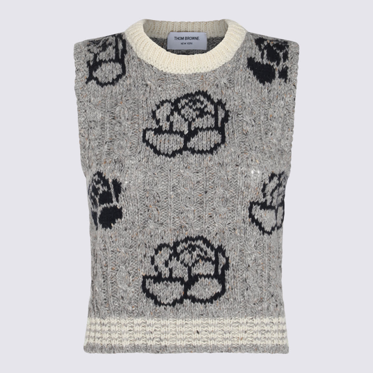 Shop Thom Browne Grey Wool Knitwear