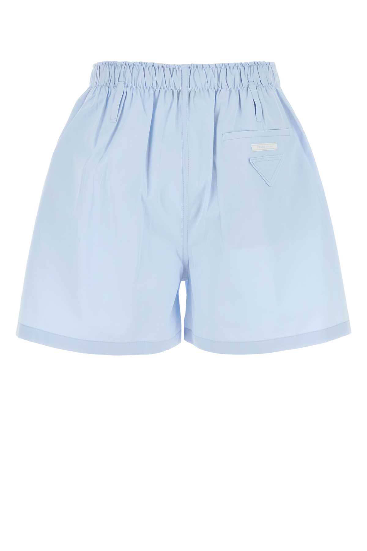 Prada Shorts In Popeline Azzurro Pastello Donna In Blue