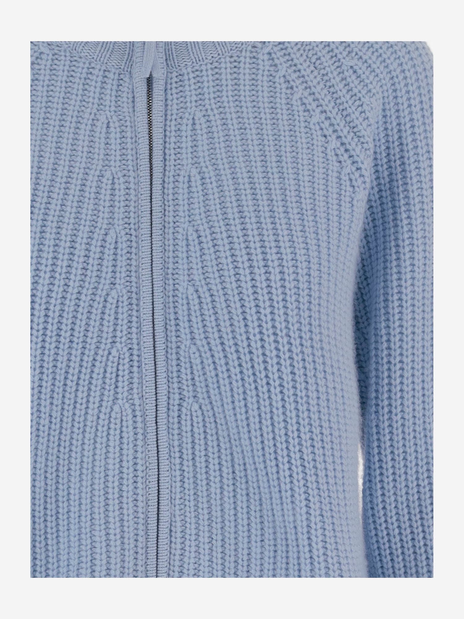 Allude Wool And Cashmere Zip-up Sweater In Blue