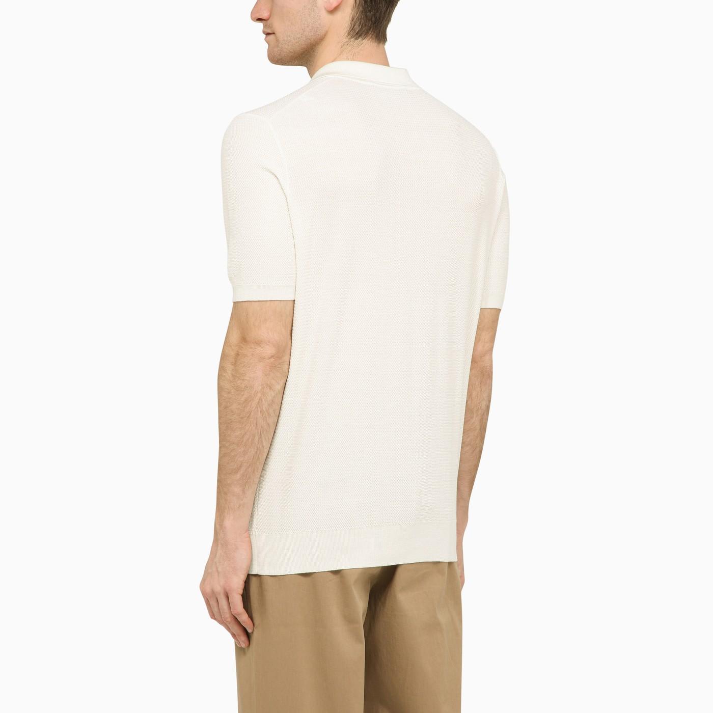 Shop Tagliatore White Silk And Cotton Polo Shirt In Cream