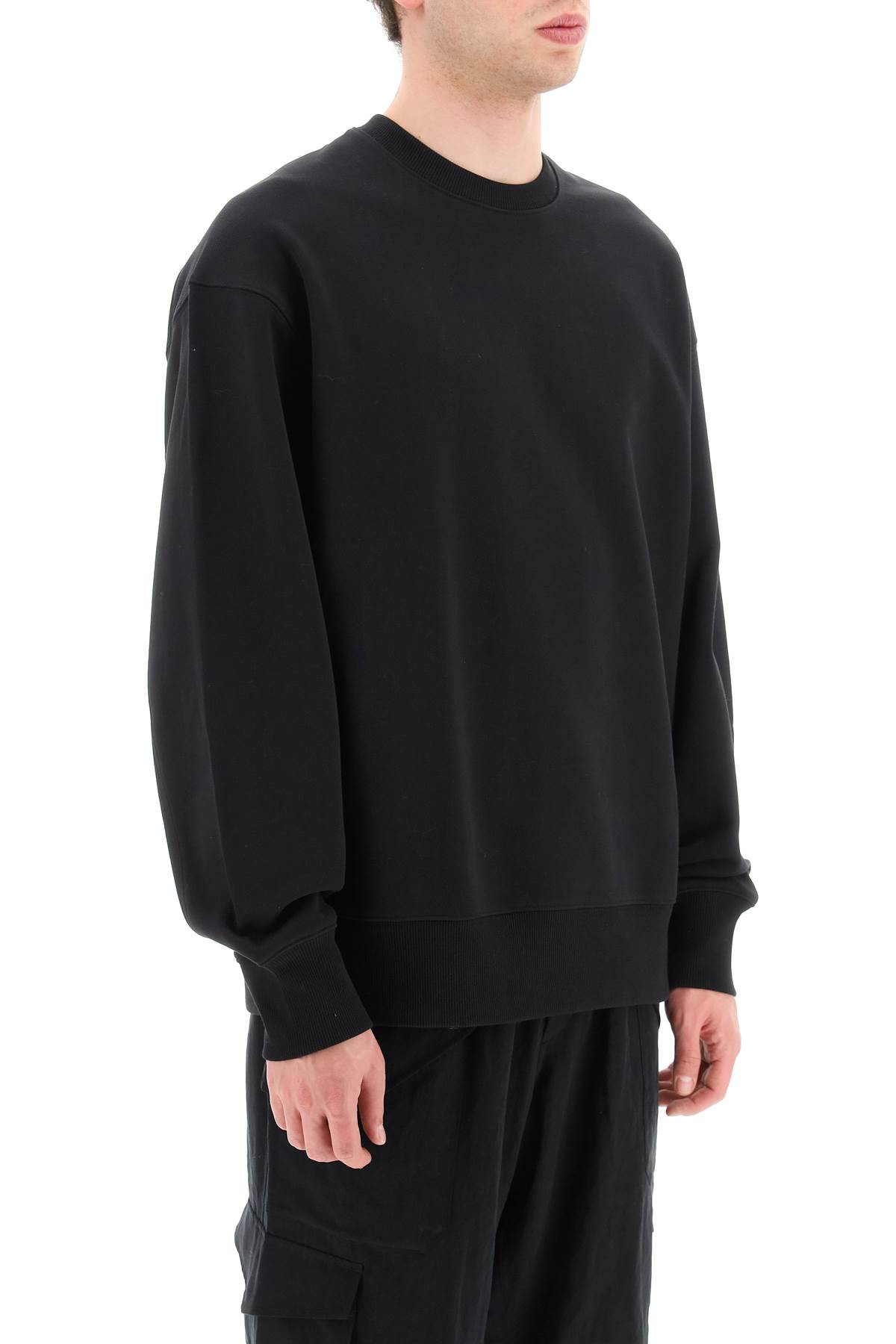 Y-3 Y 3 Crewneck Sweatshirt With Rubberized Logo Print On Sleeve In Black