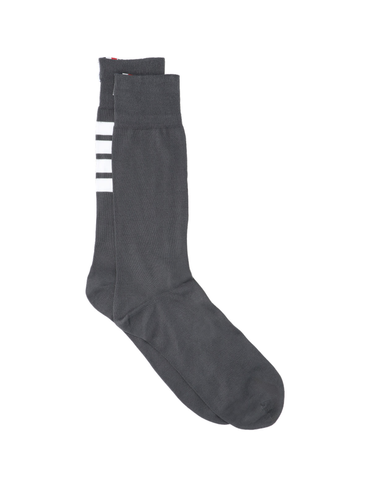 Thom Browne Long Striped Socks In Grey