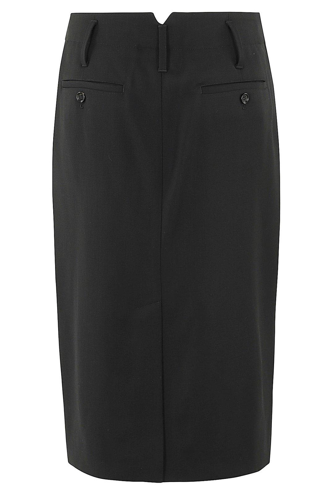 Shop Ami Alexandre Mattiussi Paris Pleated Detail Midi Pencil Skirt In Noir