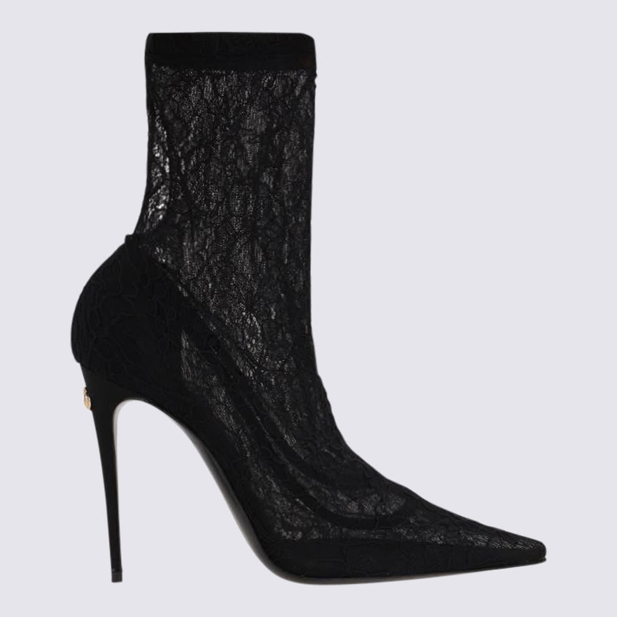 Dolce & Gabbana Black Stretch Lace Boots